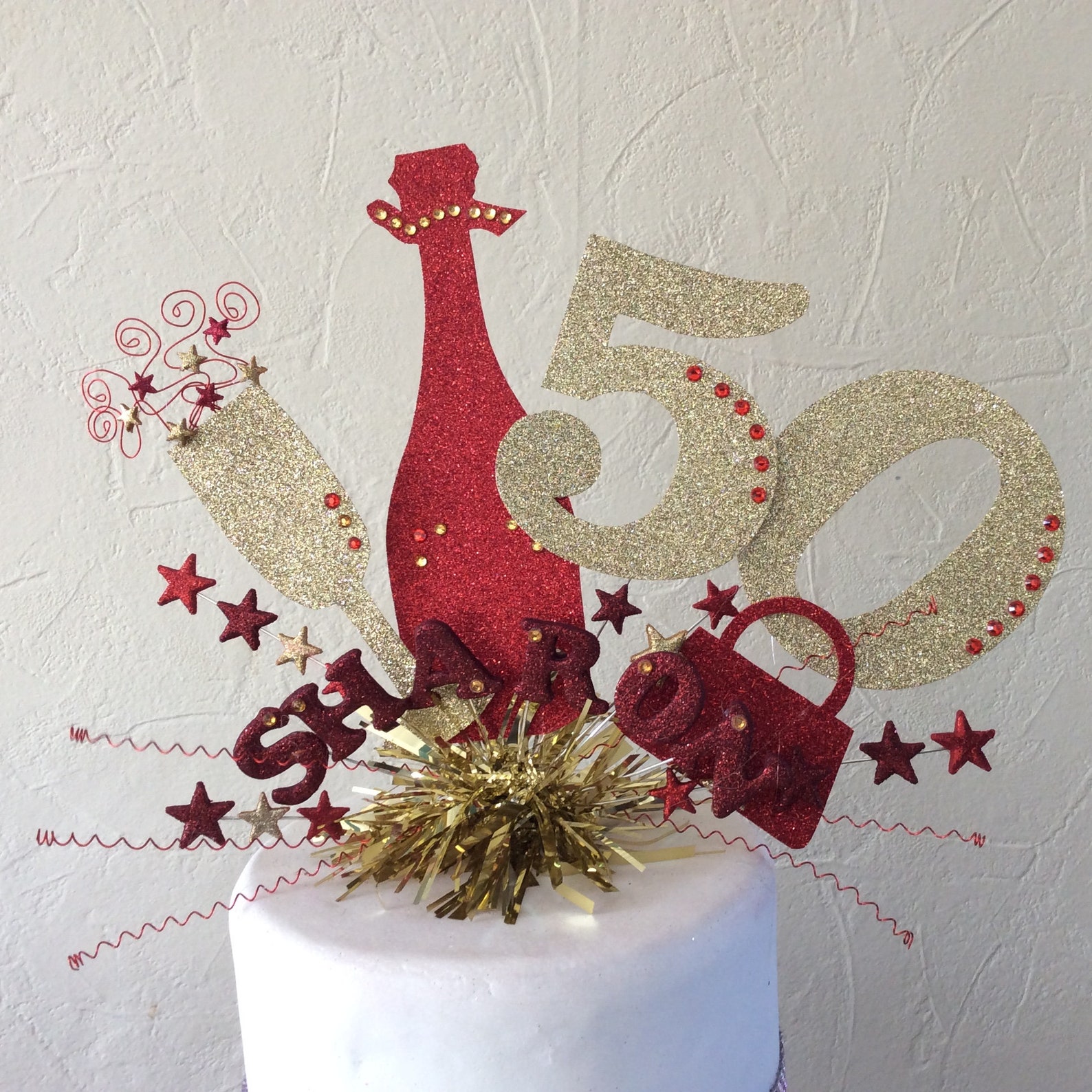 Large Champagne Bottle and Glass Cake Topper or Centre Peice Etsy