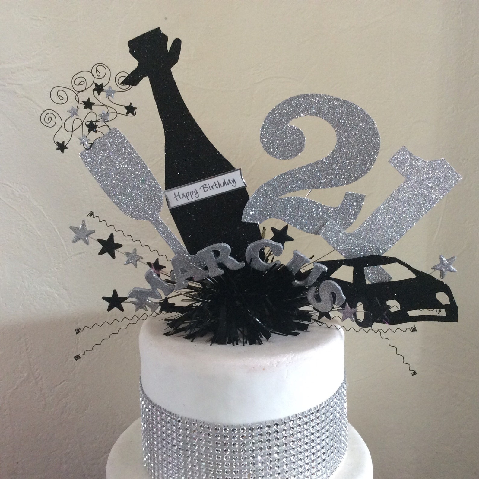 Large Champagne Bottle and Glass Cake Topper or Centre Peice Etsy