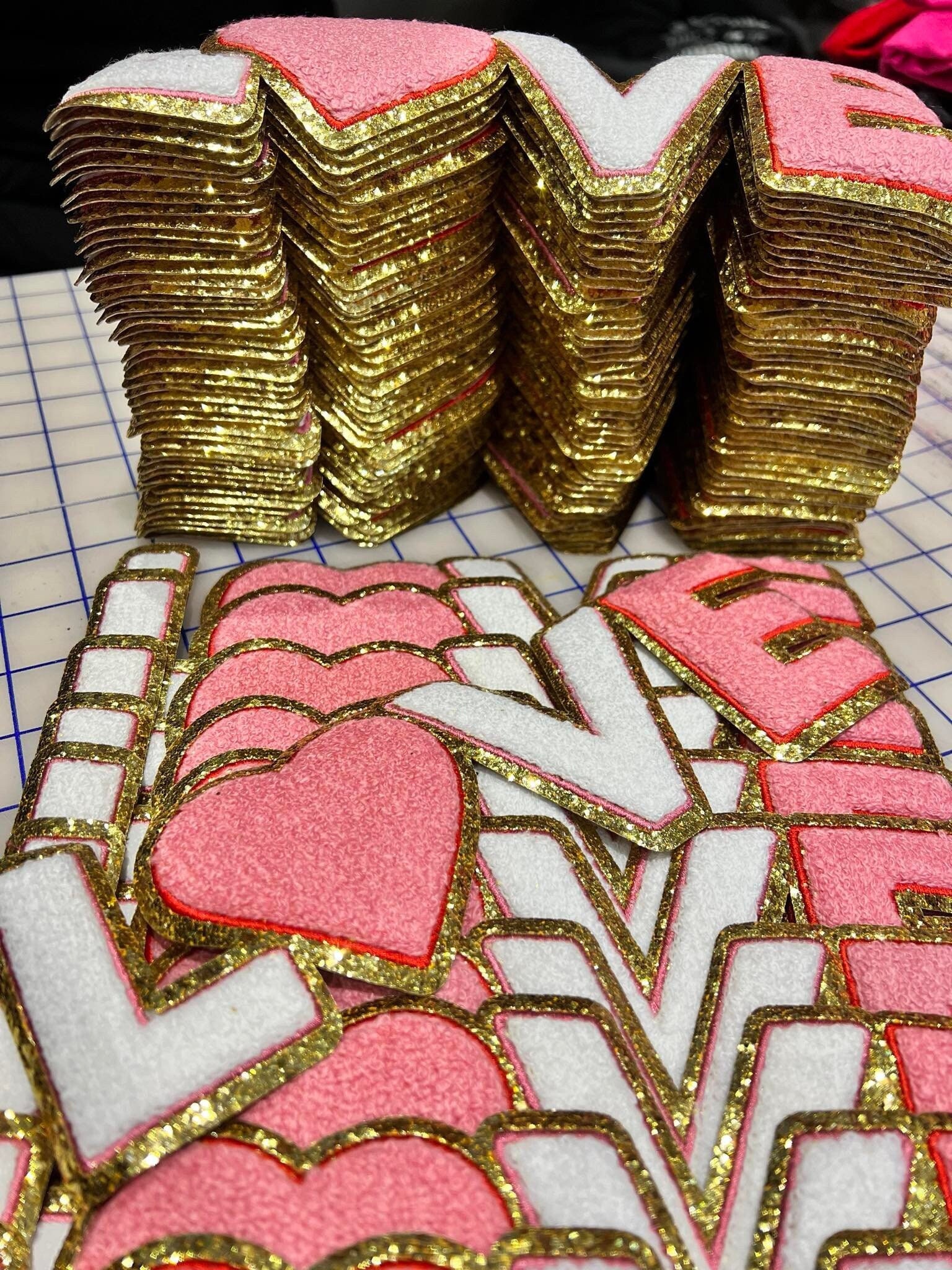 52 Pieces Chenille Letter Patches A-Z Iron on Patches Gold Glitter Border  Repair Embroidered Patch for Fabric Clothing Hats Bags Jackets Shirt  (Bright Color, Cute Style) Bright Color Cute Style