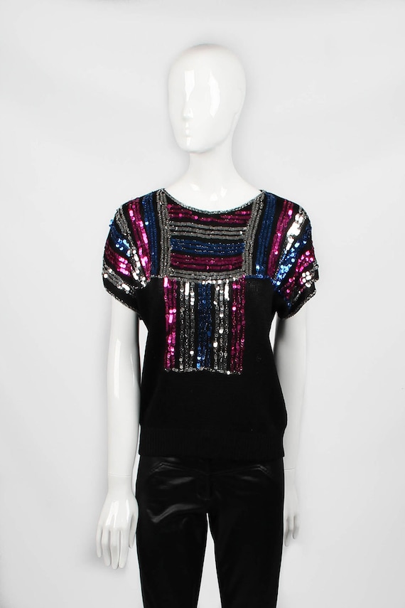 Vintage 1970s Disco Knitted Top