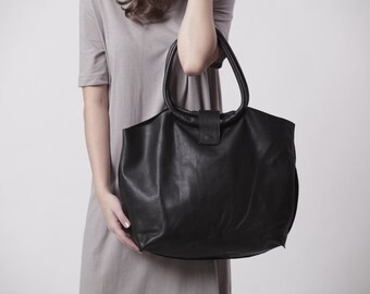 Womens Black Handbag Leather Tote Bag Soft Italian Leather | Etsy