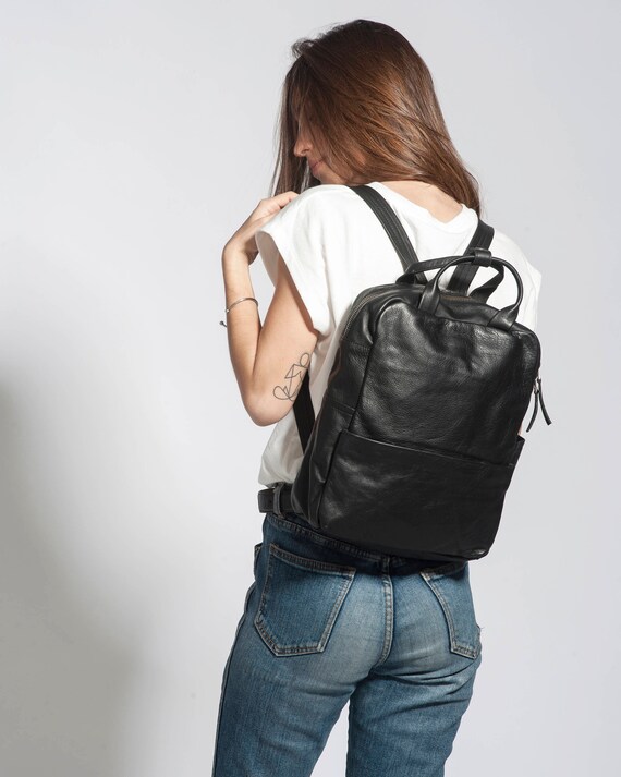 13 Inch Laptop Bag Leather Backpack Large Backpack Etsy