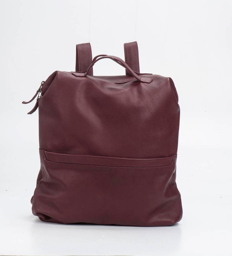 burgundy leather backpack