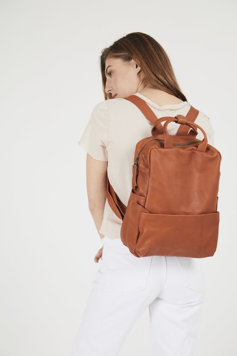 lightweight leather backpack