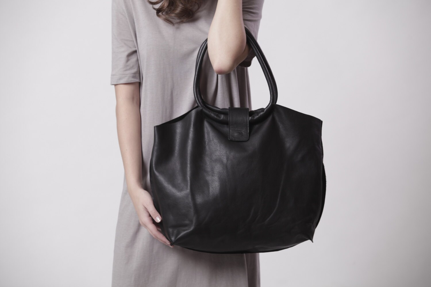 Black Leather Bag Soft Leather Tote Bag Shoulder Bag Womens | Etsy