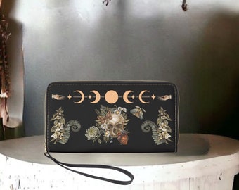 Mystical Vintage Skull Wallet | Floral Skull Wallet | Dark Academia Skull Wallet | Forestcore Goblincore Purses | Witchy Wallet for Mom