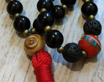 Japa Mala of 45 accounts to work the Numerical Sacred Codes | Mixed Agate + Czech Crystal