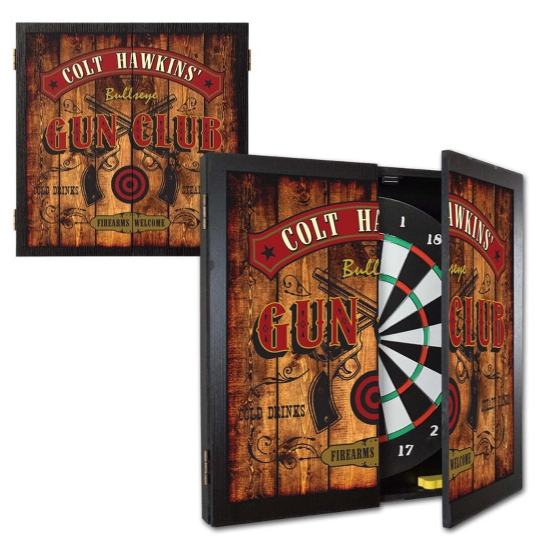 Gun Club Dartboard & Wood Set, Personalized, 21.5 X 21 Etsy