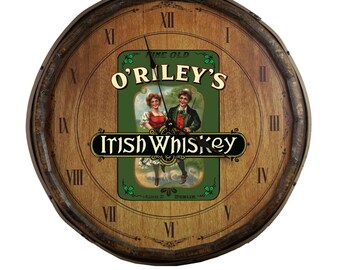 Irish Whiskey Quarter Barrel Clock, Personalized, 21" Diameter