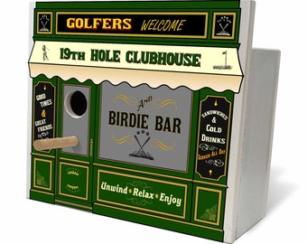 Golf 19th Hole Birdhouse, Personalized, Indoor/Outdoor