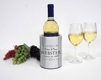 Marble Wine Chiller Personalized with First and Last Name and Date; White, Black, or Green Marble