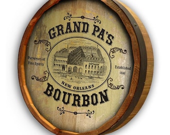Bourbon Sign Quarter Barrel Head, Personalized, 21"
