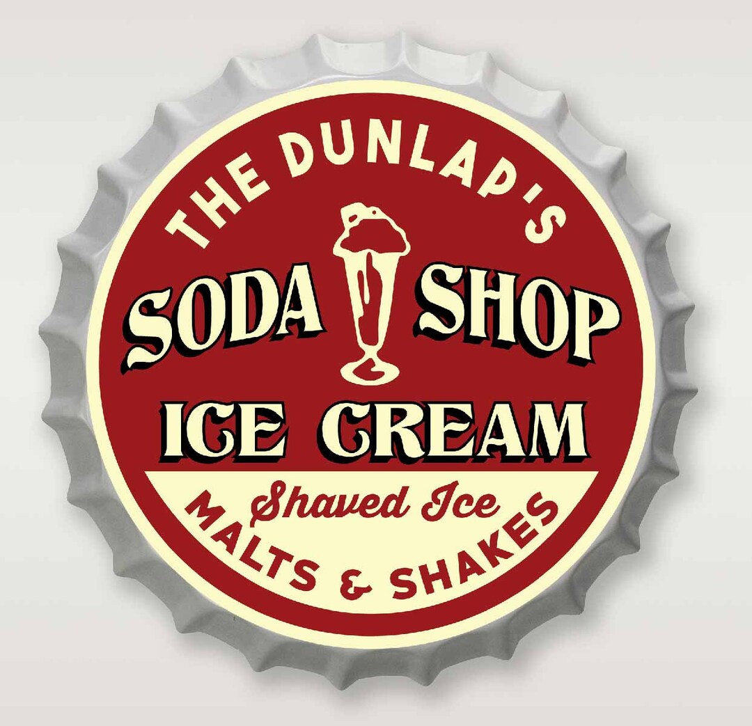 Soda Shop Sign Personalized Metal Bottle Cap 14 Etsy