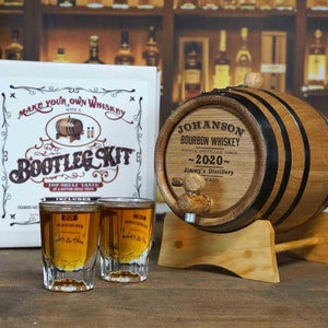 Bourbon Whiskey Bootleg Kit, Personalized, Make and Age Your Own Spirits, American Oak Barrel, 1-5 Liters image 2