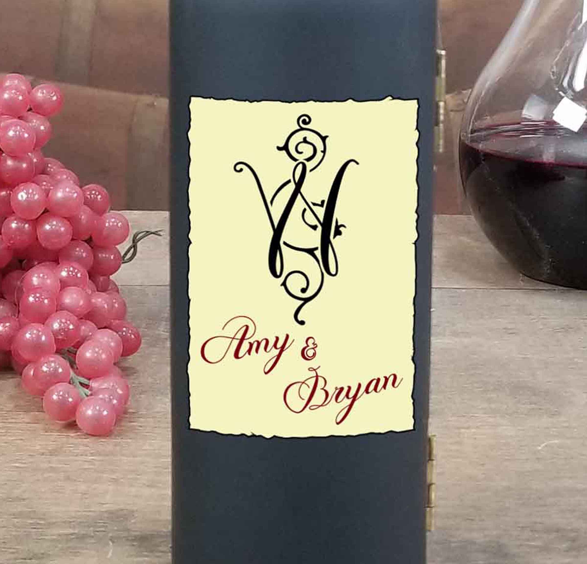 Personalized Names Wine Bottle Gift Set 591 Etsy