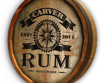 Rum Sign Quarter Barrel Head, Personalized, 21"