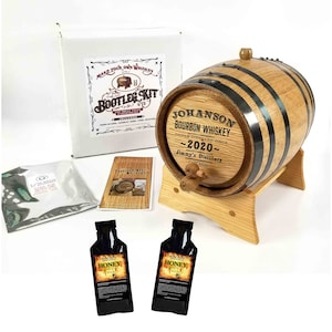 Bourbon Whiskey Bootleg Kit, Personalized, Make and Age Your Own Spirits, American Oak Barrel, 1-5 Liters image 1