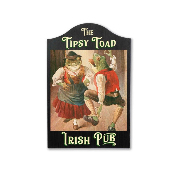 The Tipsy Toad Tavern Pub Sign, Wood, 18" x 12"
