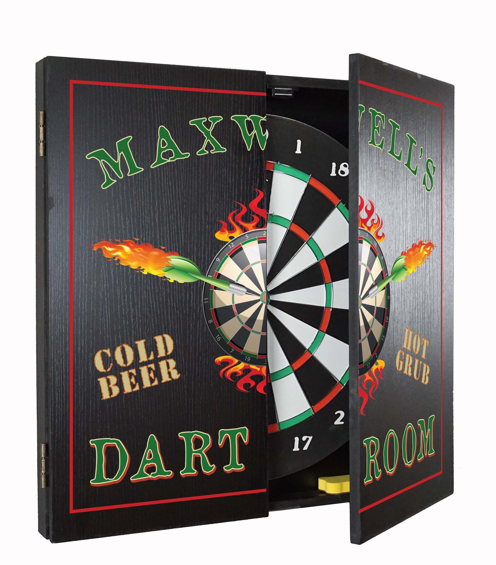 Personalized Flaming Darts Dartboard & Set by the Etsy