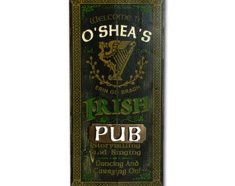 Irish Pub Sign, Personalized, Wood, 24"x11"