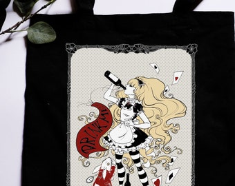 Tragetasche "Drinke Me" (Alice im Wunderland, weißer Hase, Gothic Lolita)