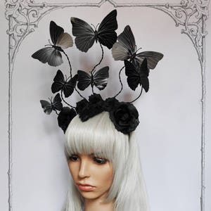 Nocturnal Butterfly Headpiece Goth, Burlesque, Roses image 2