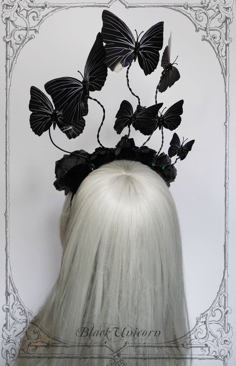 Nocturnal Butterfly Headpiece Goth, Burlesque, Roses image 5