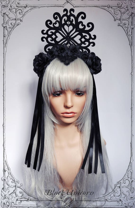 Headdress "Condesa"( goth,  fantasy, costume, Renaissance, fascinator )