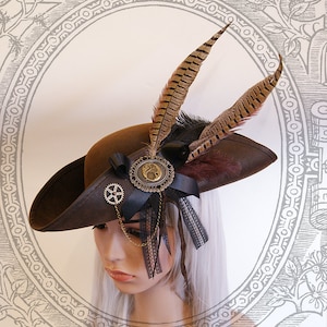 Steampunk Tricorn (Goth, steampunk, brown, hat, )