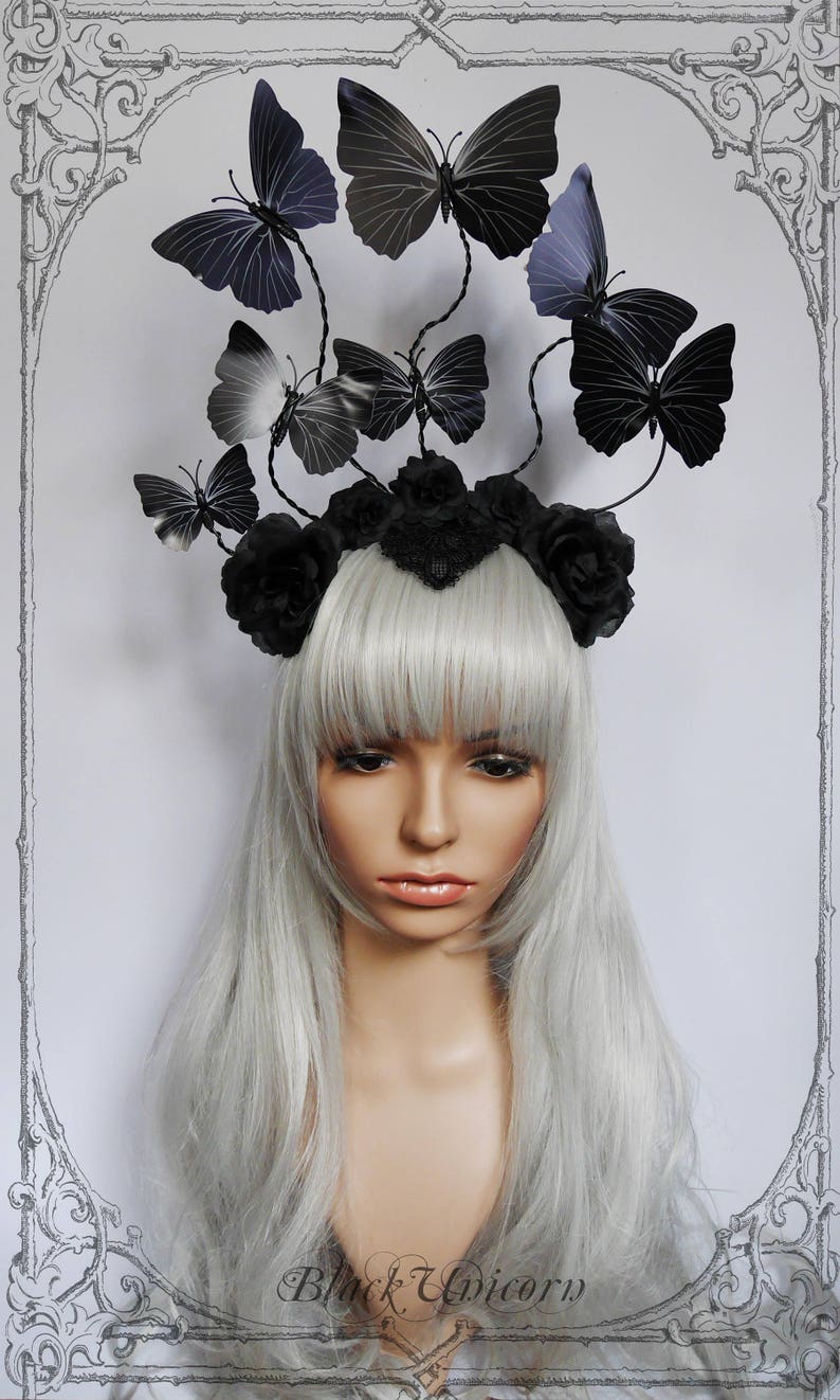 Nocturnal Butterfly Headpiece Goth, Burlesque, Roses image 1