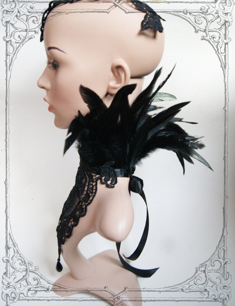 Goth, Black, Lace Necklace Bathory