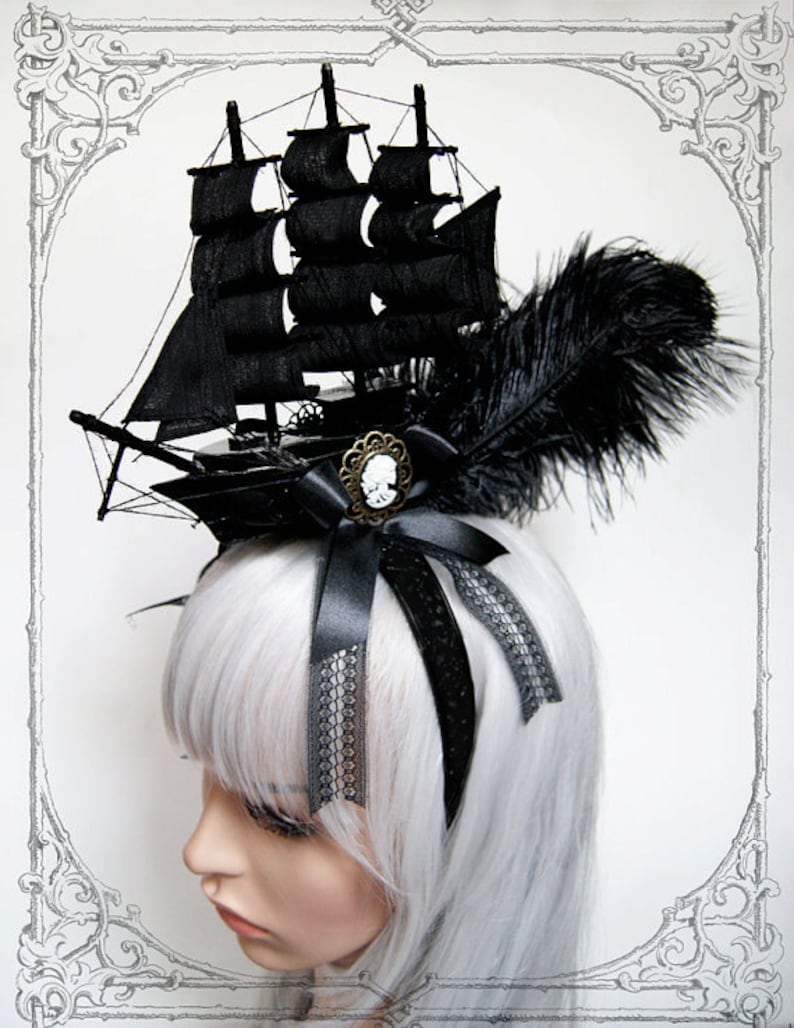 Schiffs-Headdress Barock,Gothic,Fascinator, Marie Antoinette Bild 2