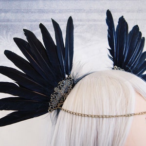 Headdress Crow Gothic, feathers, hairband image 2