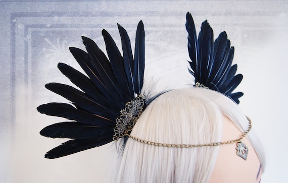 Headdress crow gothic Feathers Hairband 