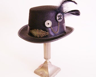 Steampunk  Lady Tophat (Goth, topper, steampunk, black, headpiece )