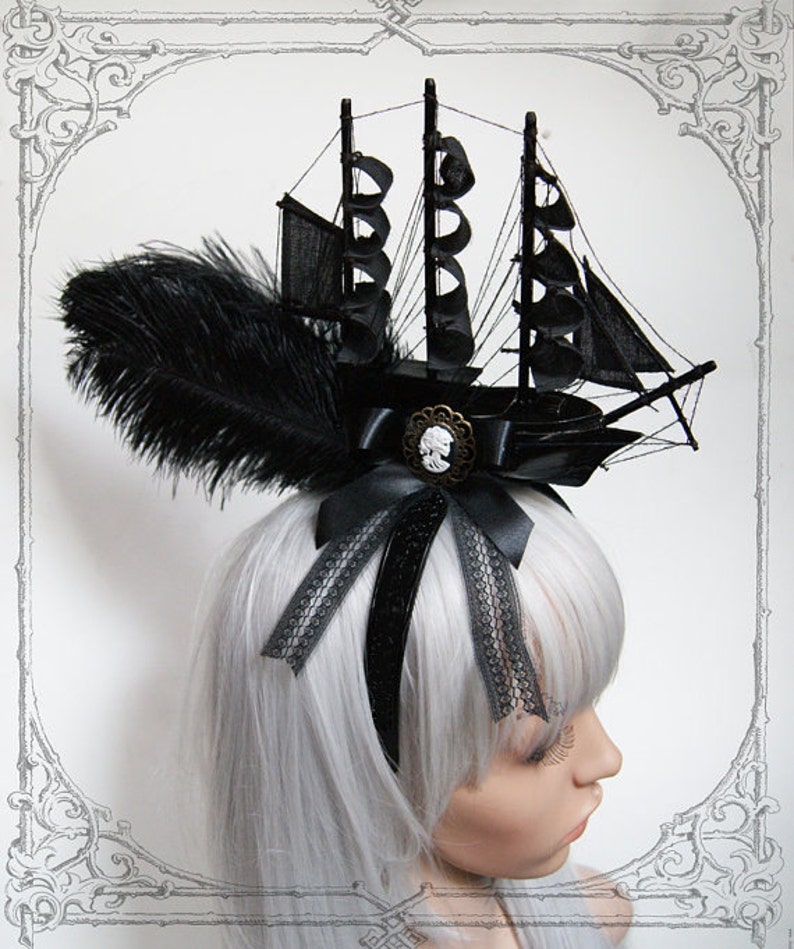 Schiffs-Headdress Barock,Gothic,Fascinator, Marie Antoinette Bild 3
