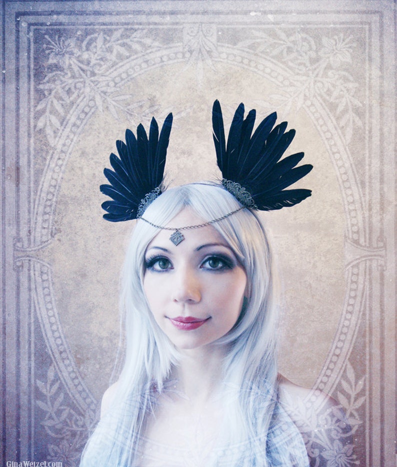 Headdress crow gothic Feathers Hairband - Etsy