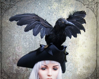 Tricorn "Nevermore" ( steampunk, black, goth )