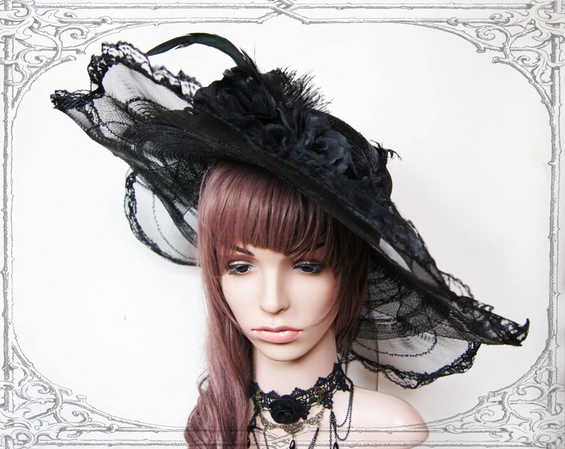 Edwardian Lace Hat Goth Gothic 