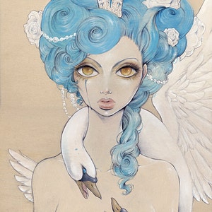Poster "Odette" (Illustration, Art, Lowbrow, Comic, Victorian, Print, Pop surrealism,Baroque,Swan lake )