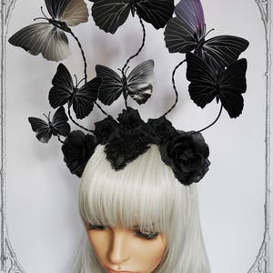 Nocturnal Butterfly Headpiece Goth, Burlesque, Roses image 3