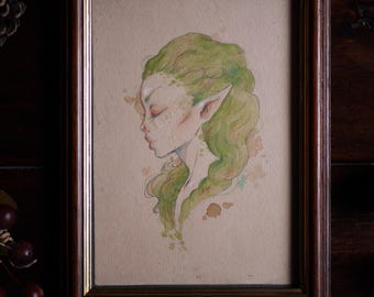 Pintura original "Retrato de hada 3" (acuarela)