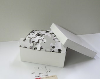 Wedding Guest Book Puzzle with choice of 150 or 200 pieces for guests.  XL Puzzle.  White Puzzle Pieces  unique guestbook alternative