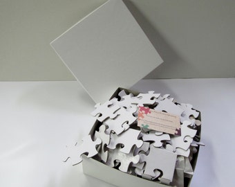 Large Wedding Guest List Guest Book Puzzle 150 large pieces.  Unique Guest Book , White Blank Puzzle Pieces. Alternative Sign In Book