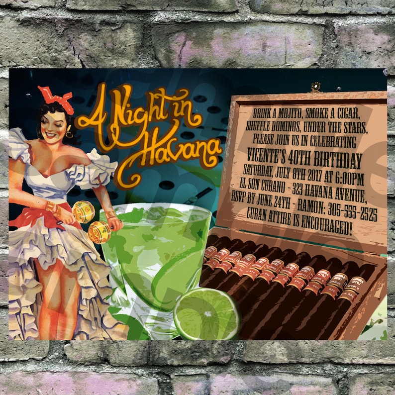 Cuban Theme A Night In Havana Havana Nights Invitation Etsy