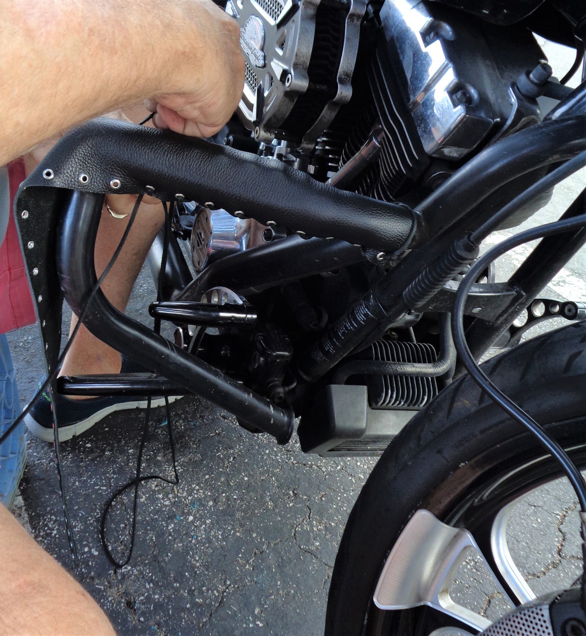 Motorcycle Crash Bar Leather laced covers handcrafted made & Etsy