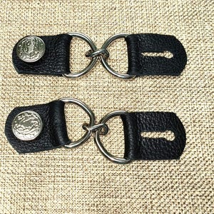 Denim vest extenders black leather motorcycle biker uni-sex made in U.S.A. image 4
