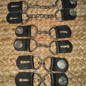 Denim vest extenders black leather motorcycle biker uni-sex made in U.S.A.