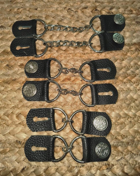 Denim vest extenders black leather motorcycle biker uni-sex made in U.S.A.