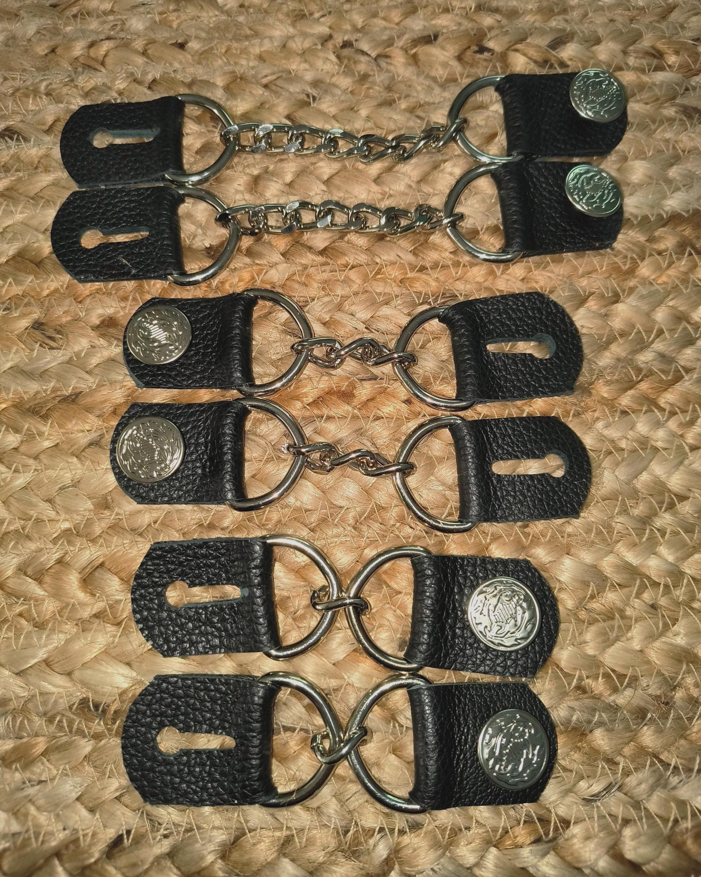 Denim vest extenders black leather motorcycle biker uni-sex made in U.S.A.